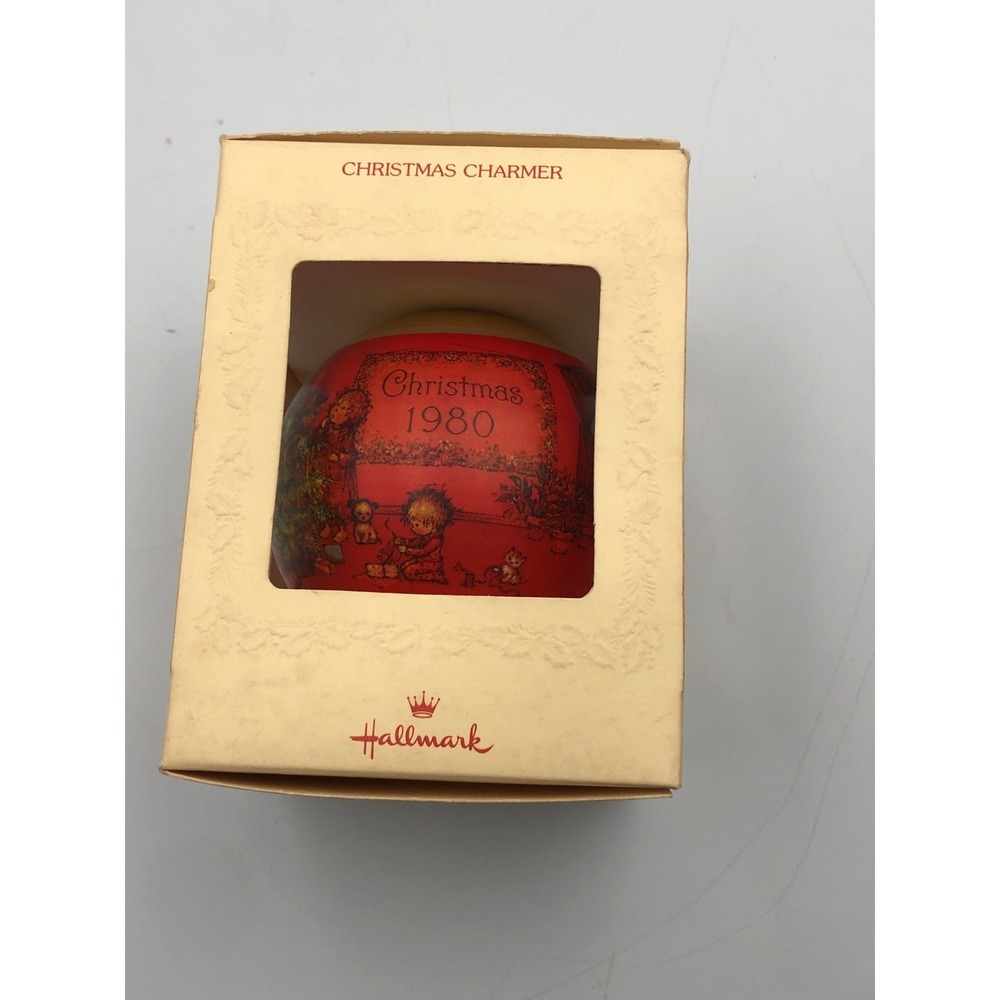 Vintage Hallmark 1980 *Christmas Charmer* Glass Ornament in Original Box